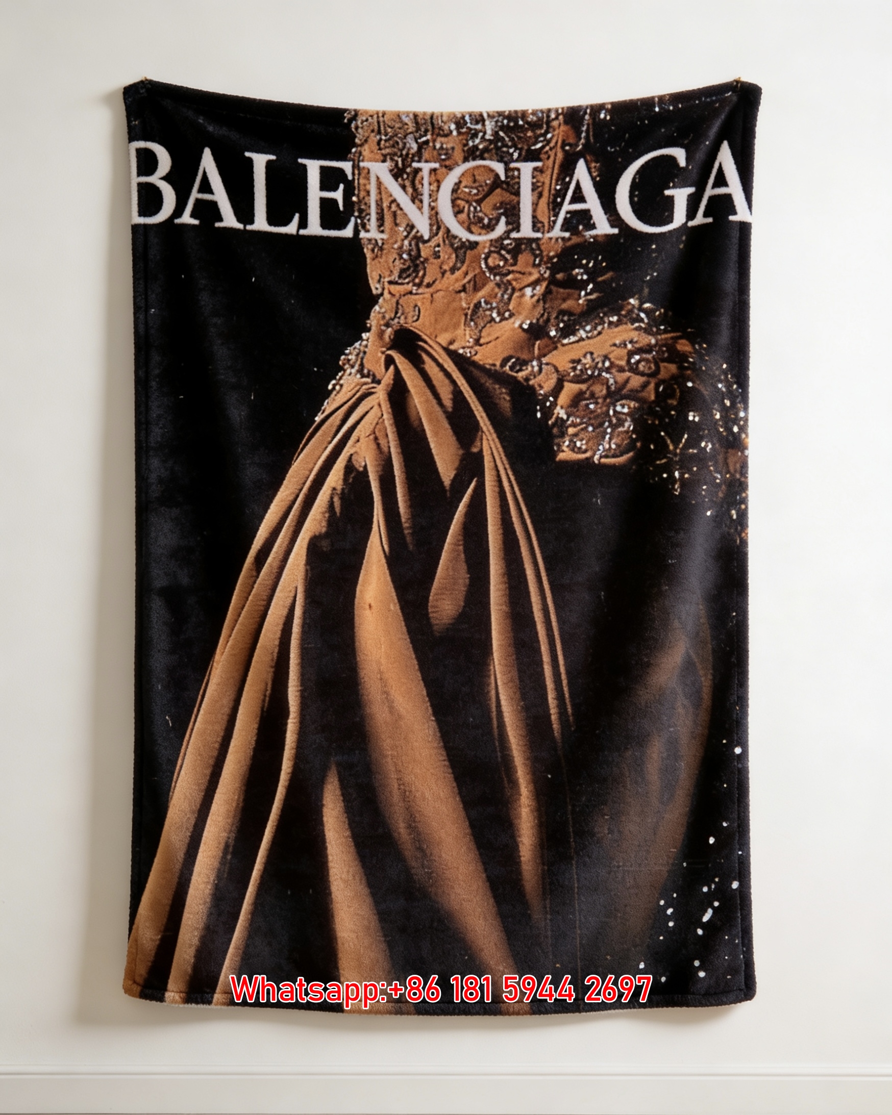 Balenciaga Vintage Couture Flannel Throw Blanket for Wall Decor BA281